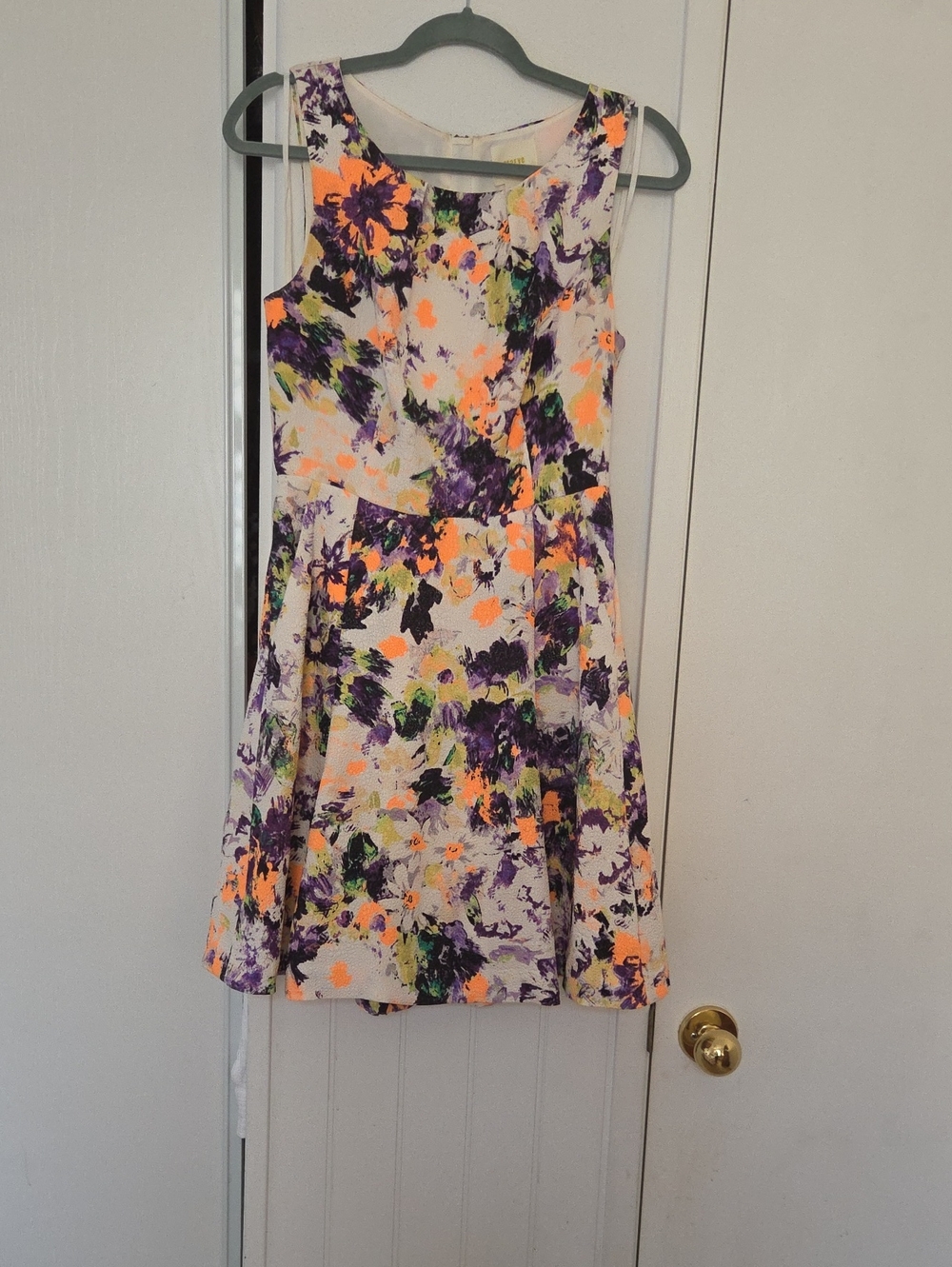 Maeve Floral Midi Dress in White, Purple, Neon Orange, Green